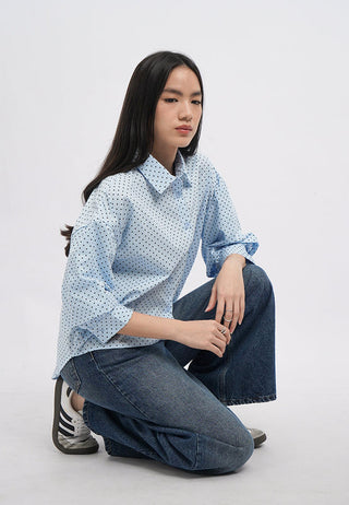 Polkadot Voluminous 3/4 Sleeve Blouse