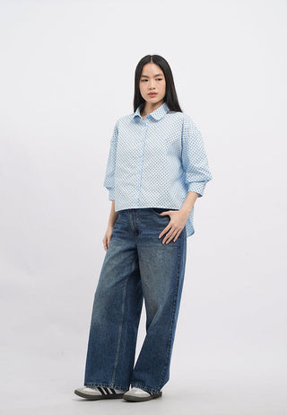 Polkadot Voluminous 3/4 Sleeve Blouse