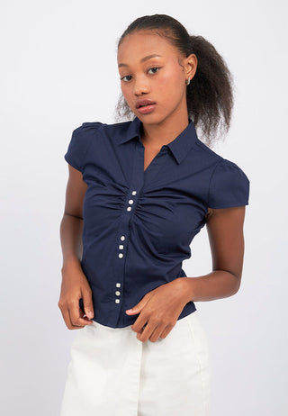 Short Sleeve Ruched Blouse