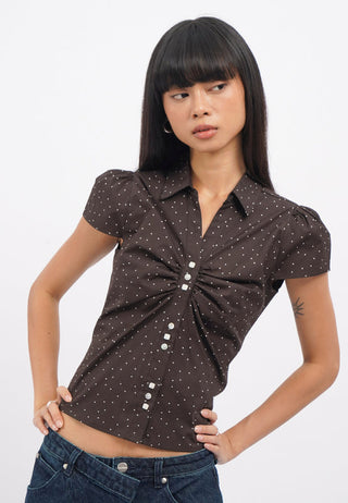Short Sleeve Ruched Blouse