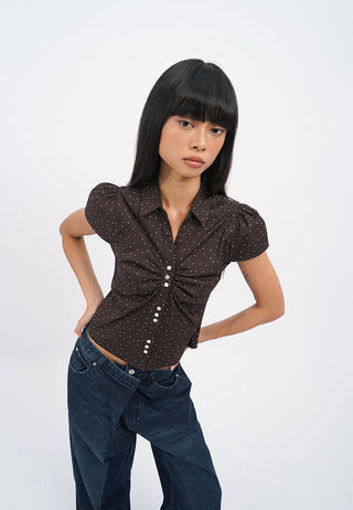 Short Sleeve Ruched Blouse