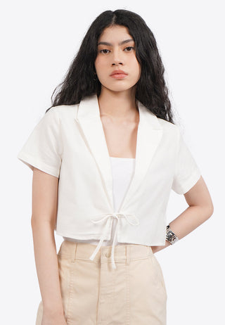 Short Sleeve Blazer with Tied Opening