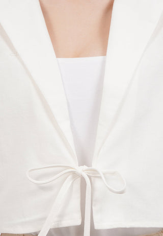 Short Sleeve Blazer with Tied Opening