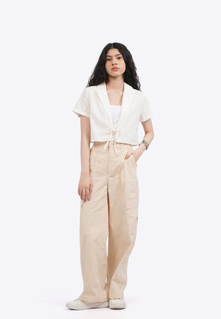 Short Sleeve Blazer with Tied Opening