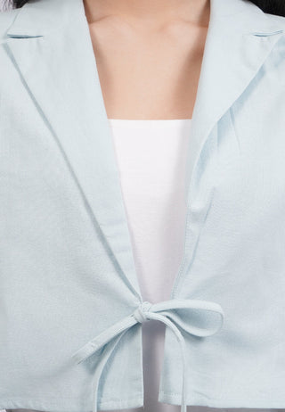 Short Sleeve Blazer with Tied Opening