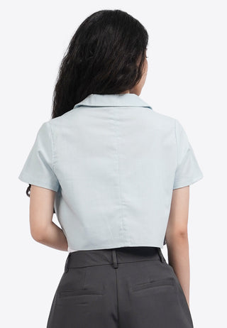 Short Sleeve Blazer with Tied Opening