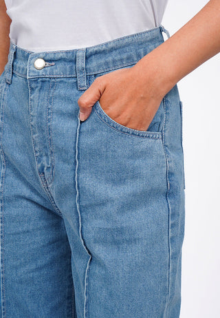 Denim Cullotes with Crease Detail