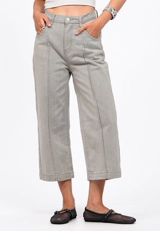 Denim Cullotes with Crease Detail
