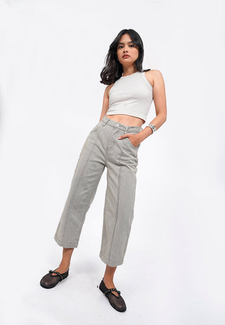 Denim Cullotes with Crease Detail