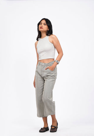Denim Cullotes with Crease Detail
