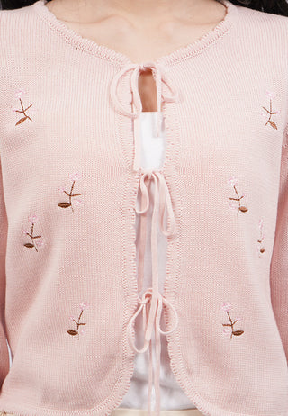 Embroidery Tied Up Cardigan