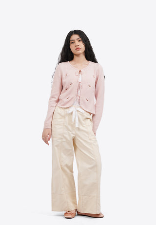 Embroidery Tied Up Cardigan