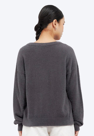 Loose Cardigan with Applique Detail