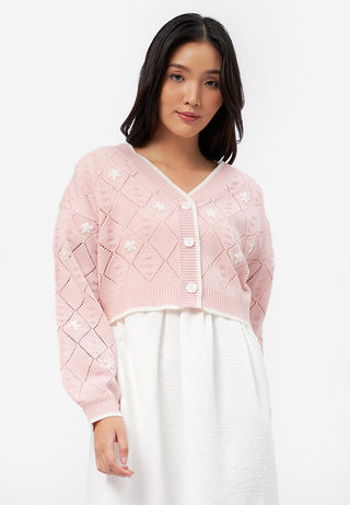 Embroidered Long Sleeve Knit Cardigan