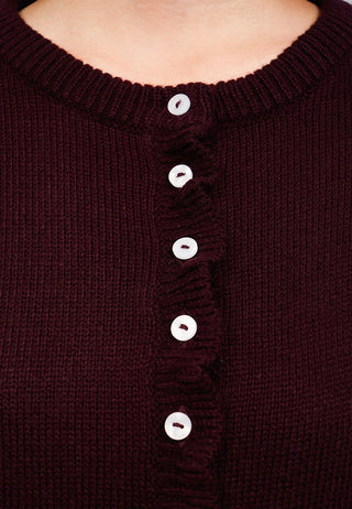 Ruffled Long Sleeve Knit Cardigan