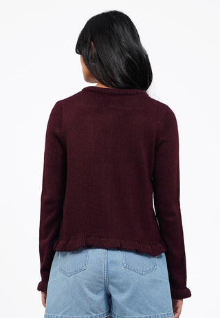 Ruffled Long Sleeve Knit Cardigan