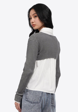 Two Tone Cropped Cardigan