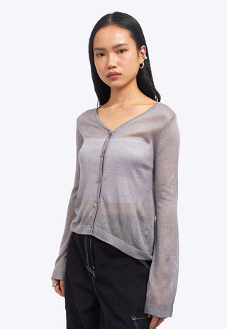 V-Neck Long Sleeve Sheer Cardigan