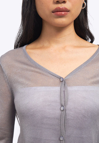 V-Neck Long Sleeve Sheer Cardigan
