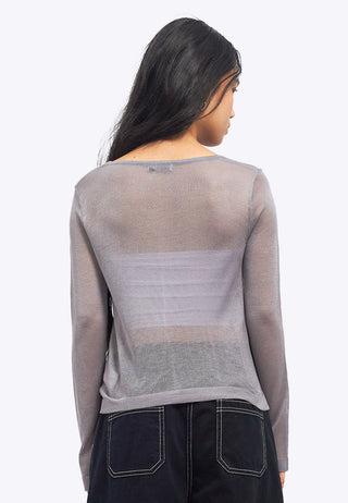 V-Neck Long Sleeve Sheer Cardigan