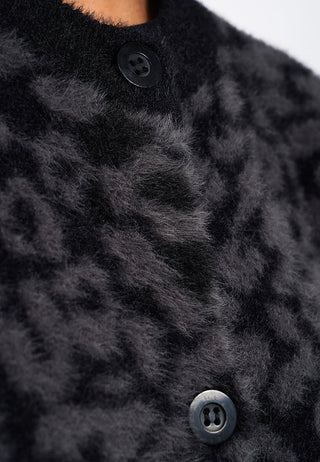 Printed Long Sleeve Fur Cardigan