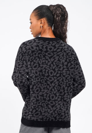 Printed Long Sleeve Fur Cardigan