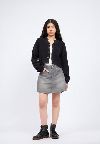 Knit Cardigan with Safety Pin Details