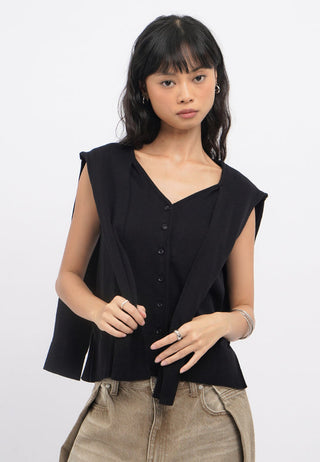 Layered Details Sleeveless Knit Top