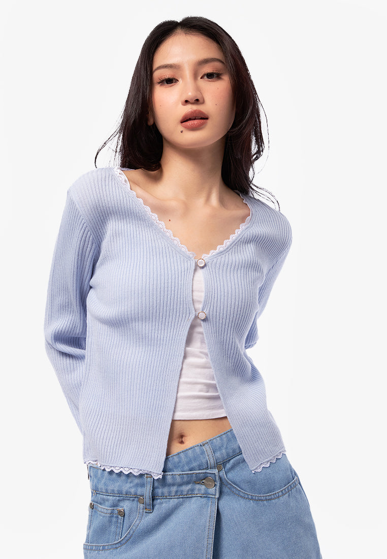 Color Box Cardigan Lace Trim Long Sleeve Cardigan – COLORBOX - Indonesia