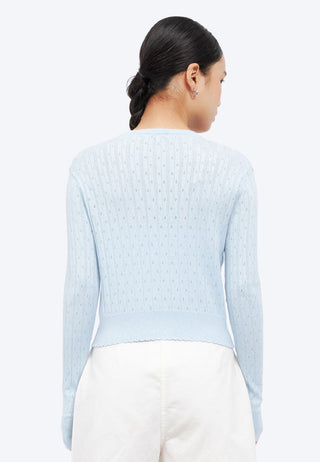 V-Neck Pointelle Crop Cardigan