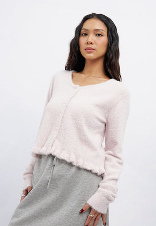 Hairy Knit Long Sleeve Cardigan