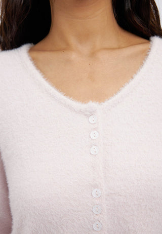 Hairy Knit Long Sleeve Cardigan
