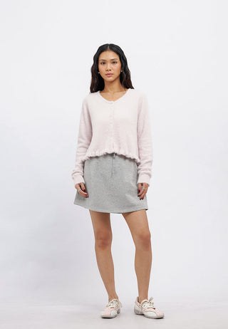 Hairy Knit Long Sleeve Cardigan