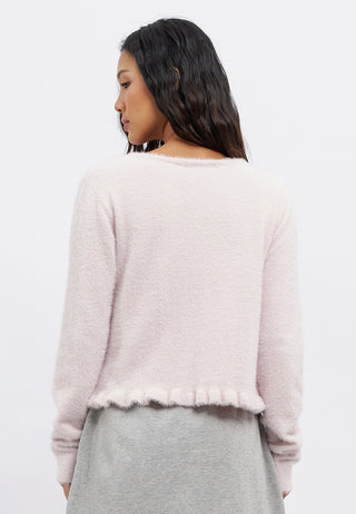 Hairy Knit Long Sleeve Cardigan