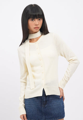 Long Sleeve Cardigan with Scarf