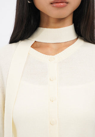 Long Sleeve Cardigan with Scarf