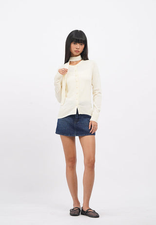 Long Sleeve Cardigan with Scarf