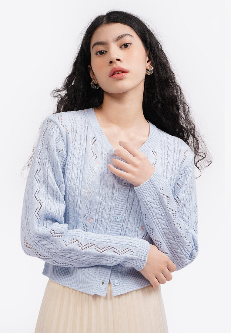 Color Box Cardigan Embroidered Long Sleeve Cardigan L.Blue – COLORBOX - Indonesia
