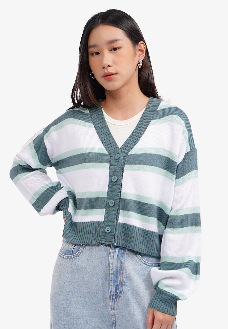 Stripes Knit Cardigan Dark Green – COLORBOX - Indonesia