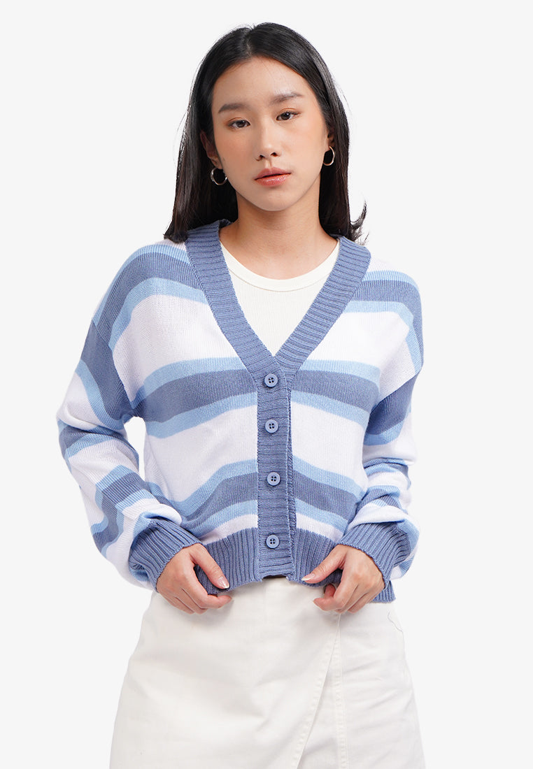 Color Box Cardigan Stripes Knit Cardigan Blue – COLORBOX - Indonesia
