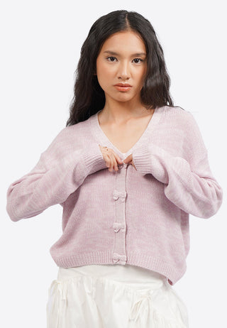 Heart Embroidery Long Sleeve Cardigan
