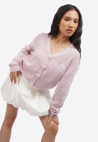 Heart Embroidery Long Sleeve Cardigan
