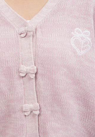 Heart Embroidery Long Sleeve Cardigan