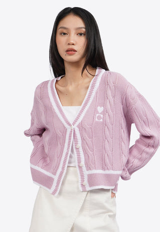 Long Sleeve Varsity Knit Cardigan