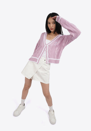 Long Sleeve Varsity Knit Cardigan