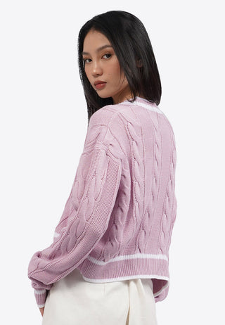 Long Sleeve Varsity Knit Cardigan