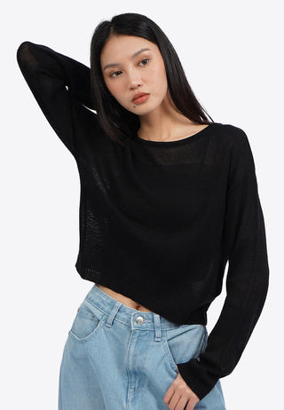 Textured Long Sleeve Knit Sweater