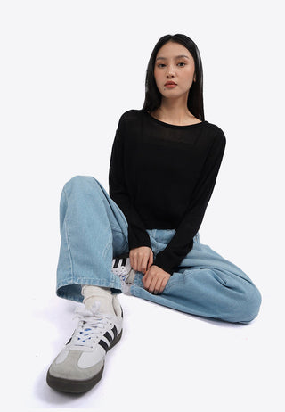 Textured Long Sleeve Knit Sweater