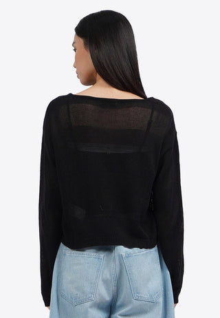 Textured Long Sleeve Knit Sweater