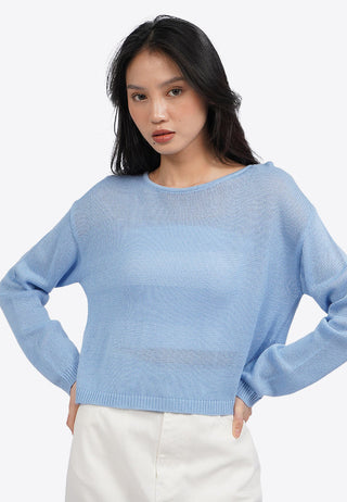 Textured Long Sleeve Knit Sweater